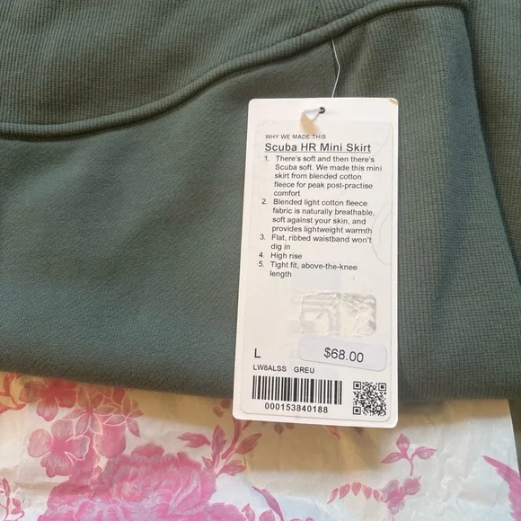 NWT Lululemon Scuba High Rise Mini Skirt Size Large Grey Eucalyptus - Picture 4 of 6